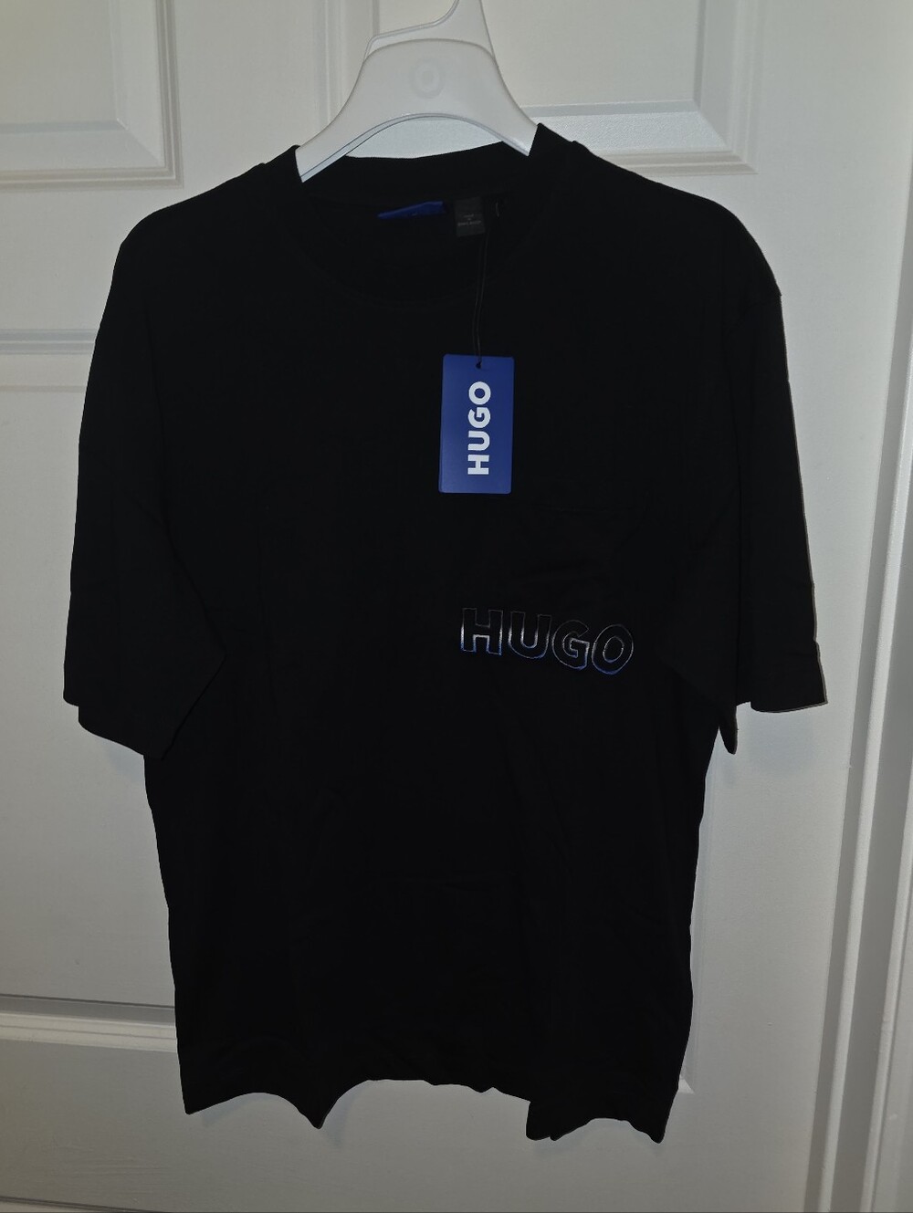 NWT HUGO Black Short Sleeve Tee with Gloss Logo Size: Medium